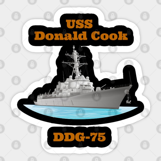 Donald Cook DDG-75 Destroyer Ship Sticker by woormle